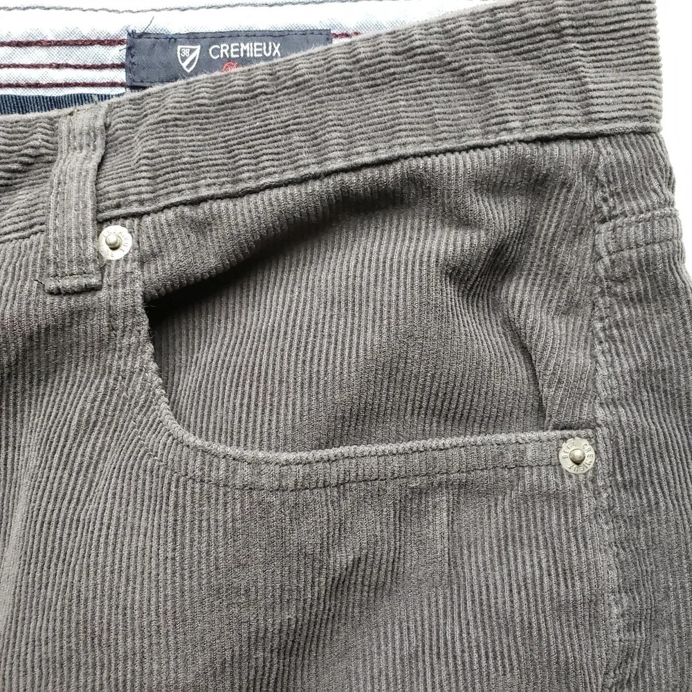 Cremieux Classics Mens Corduroy Pants 38x29 Gray Straight Leg Cotton Trousers